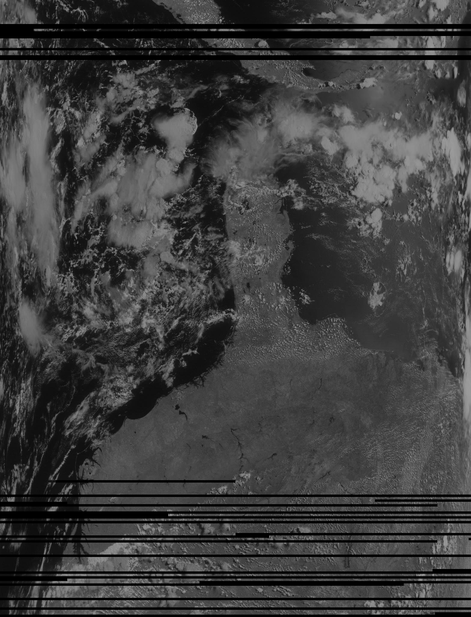 MSU-MR channel 3, monochrome, original scan geometry, with missing-data lines.